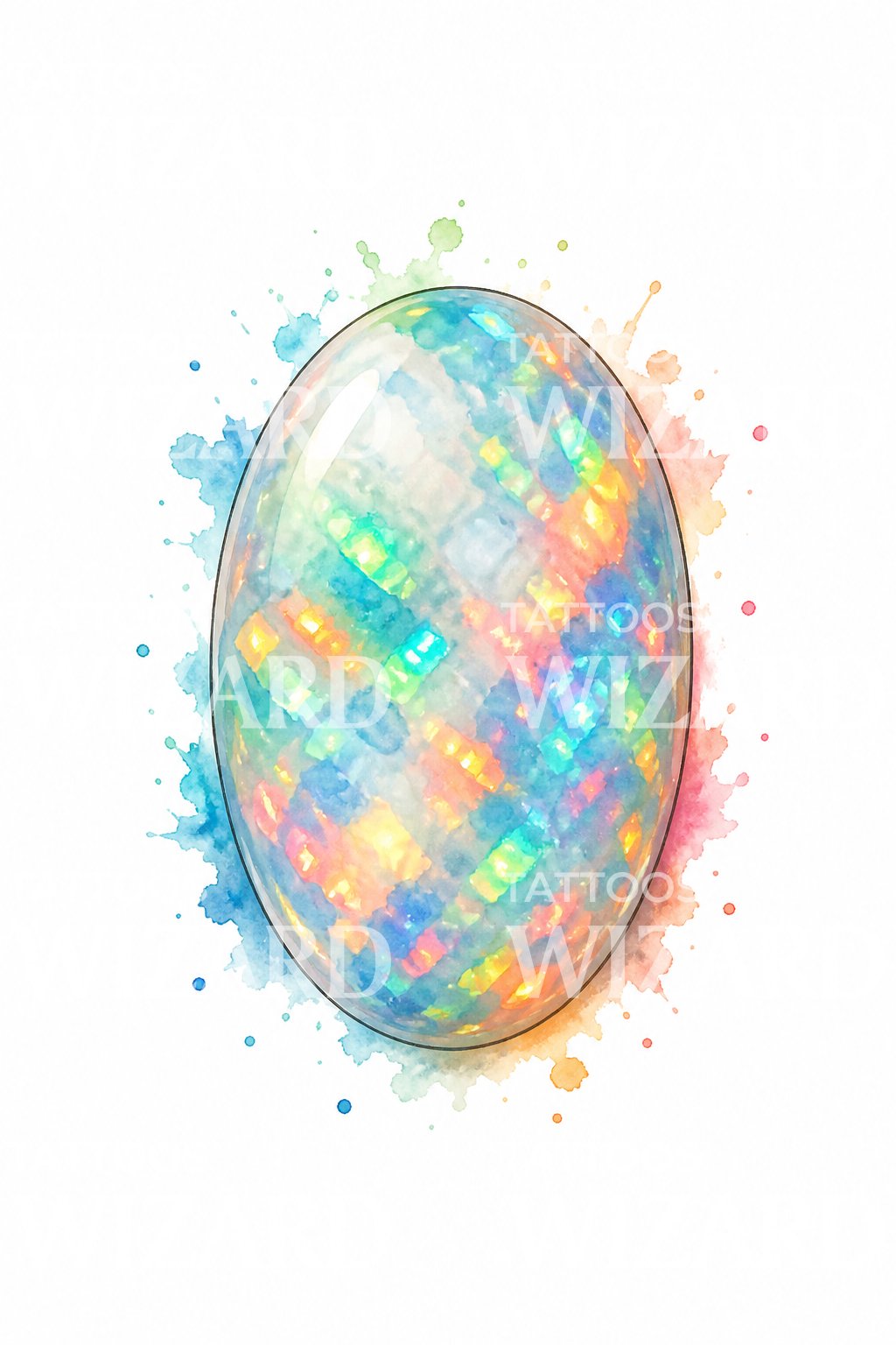 Fire Opal Gemstone Tattoo Design