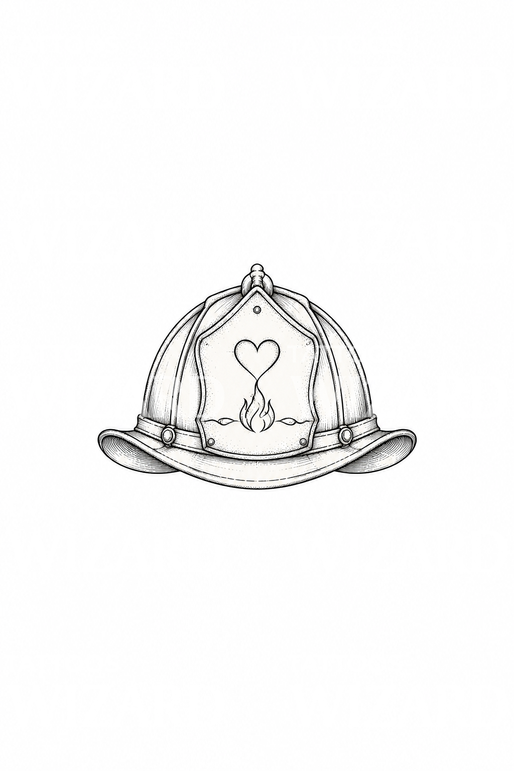 Firefighter Helmet with Heart Fine Line Tattoo – Tattoos Wizard Designs