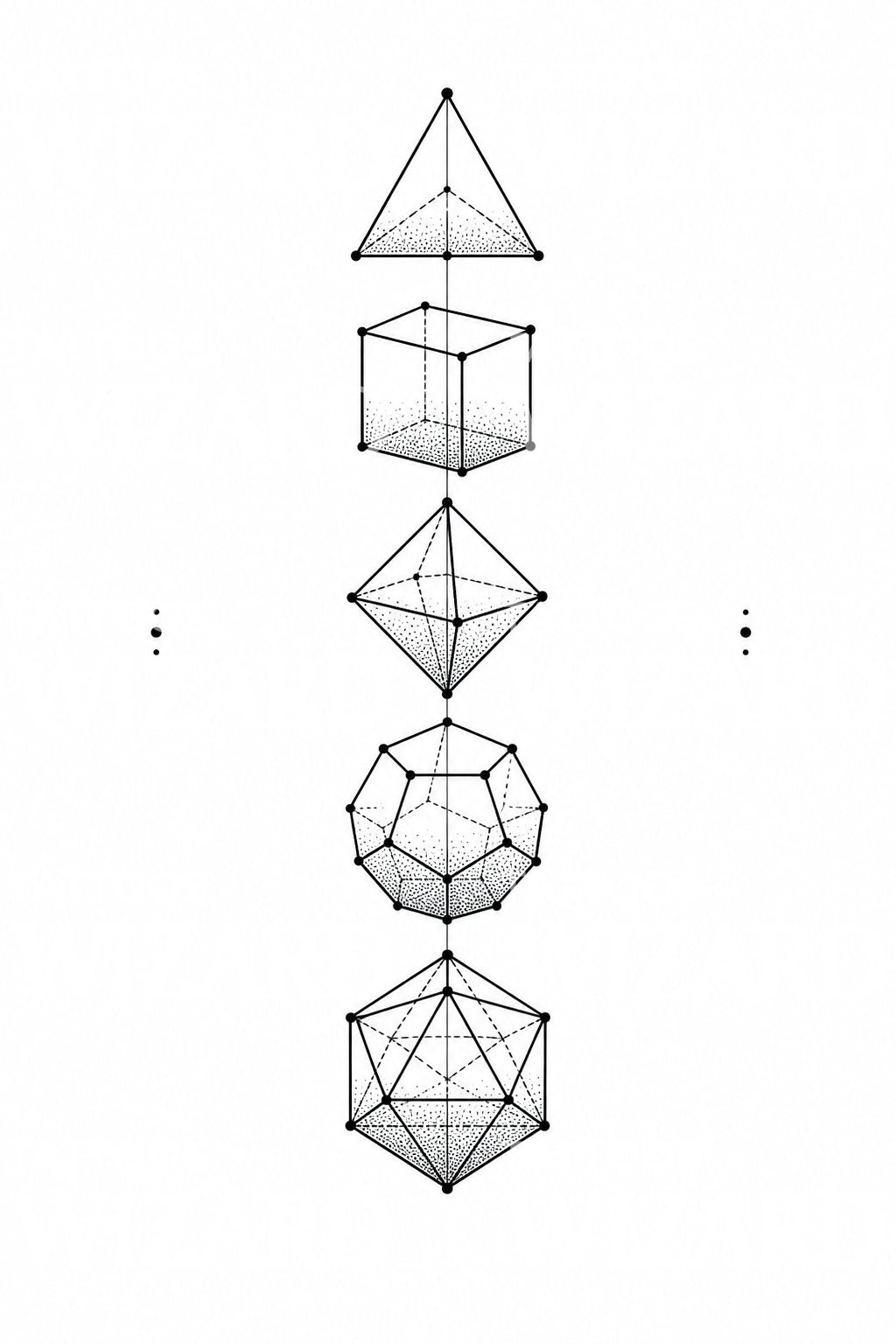 Five Platonic Solids Tattoo Design