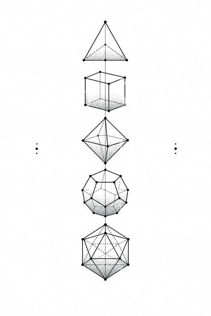 Five Platonic Solids Tattoo Design