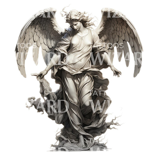 Conception de tatouage de statue d'ange