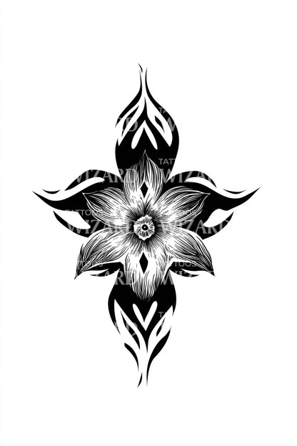 炎の花びらの紋章タトゥーデザイン