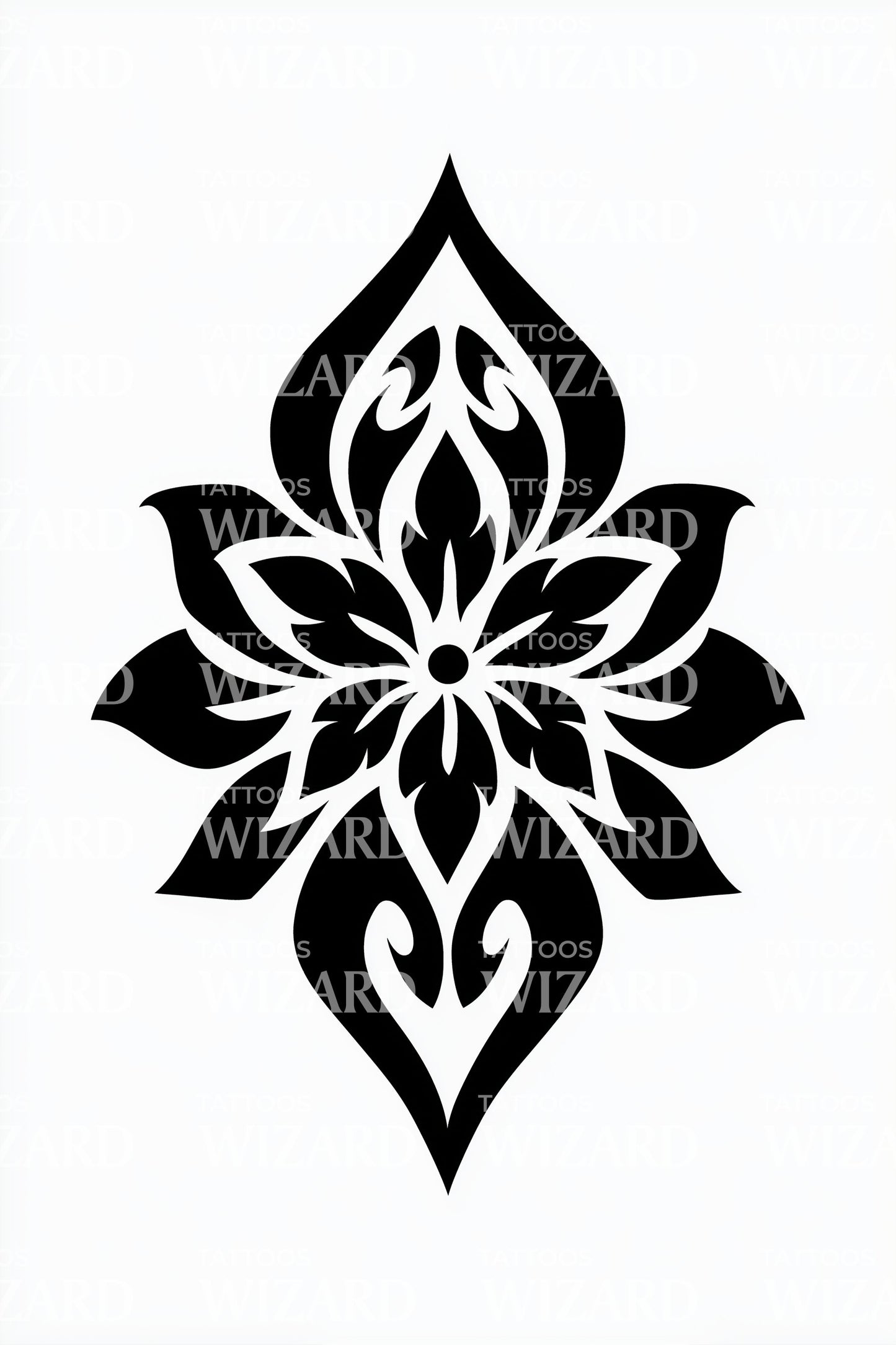 Flame Petal Diamond Tattoo Illustration