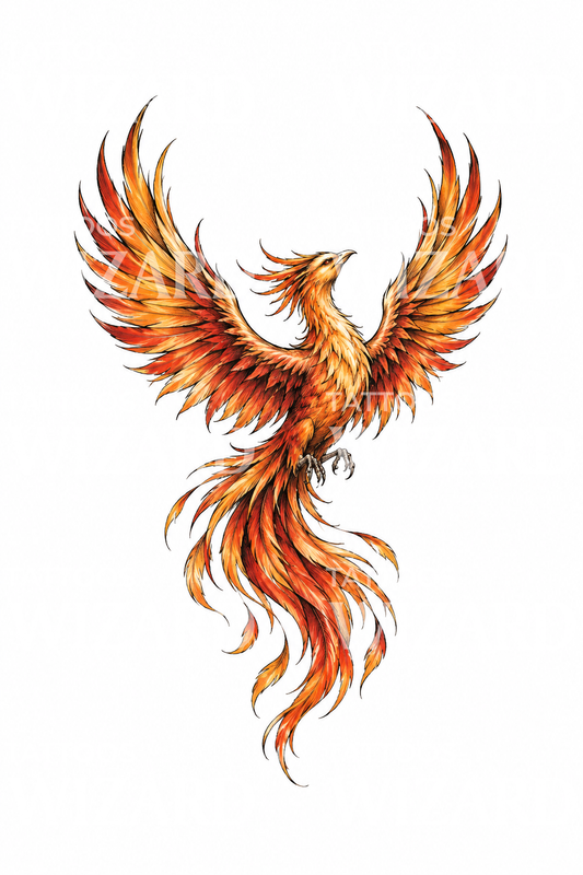Ide Tato Phoenix Bangkit dalam Sketsa Api