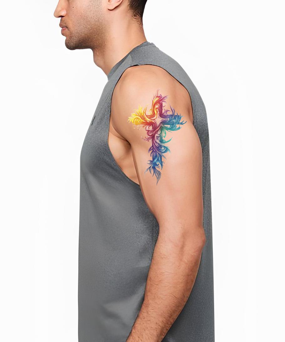 Flame Spirit Cross Tattoo Illustration