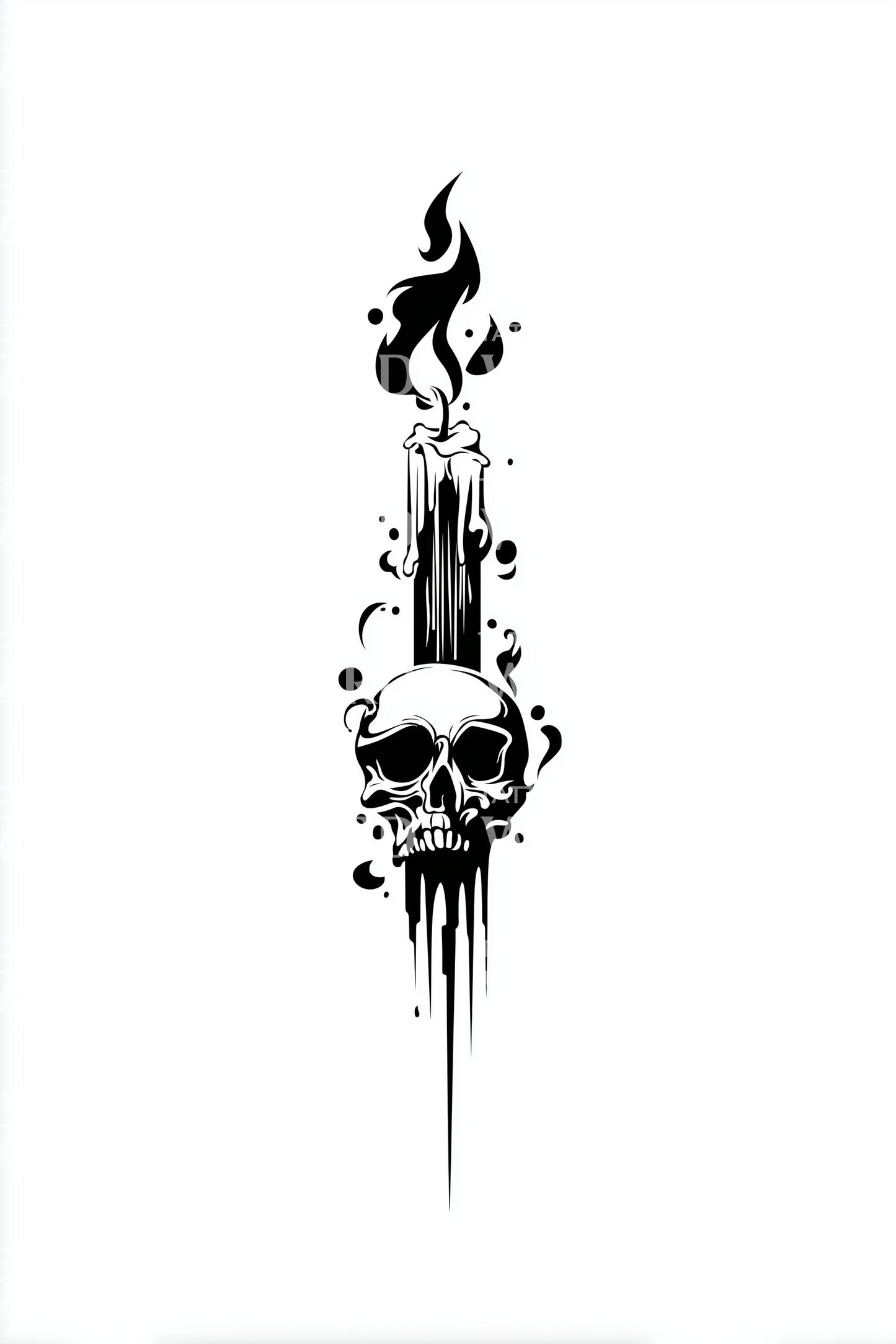 Flaming Dagger Skull Tattoo Idea