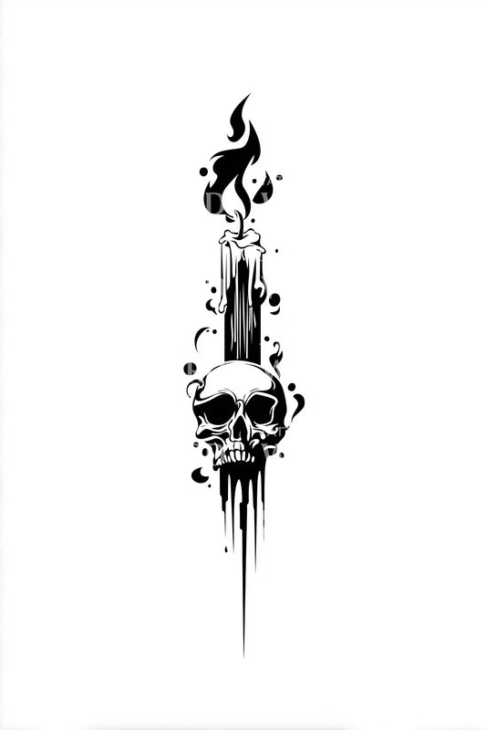 Flaming Dagger Skull Tattoo Idea