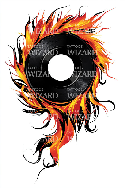 Flaming Eclipse Emblem Tattoo Design