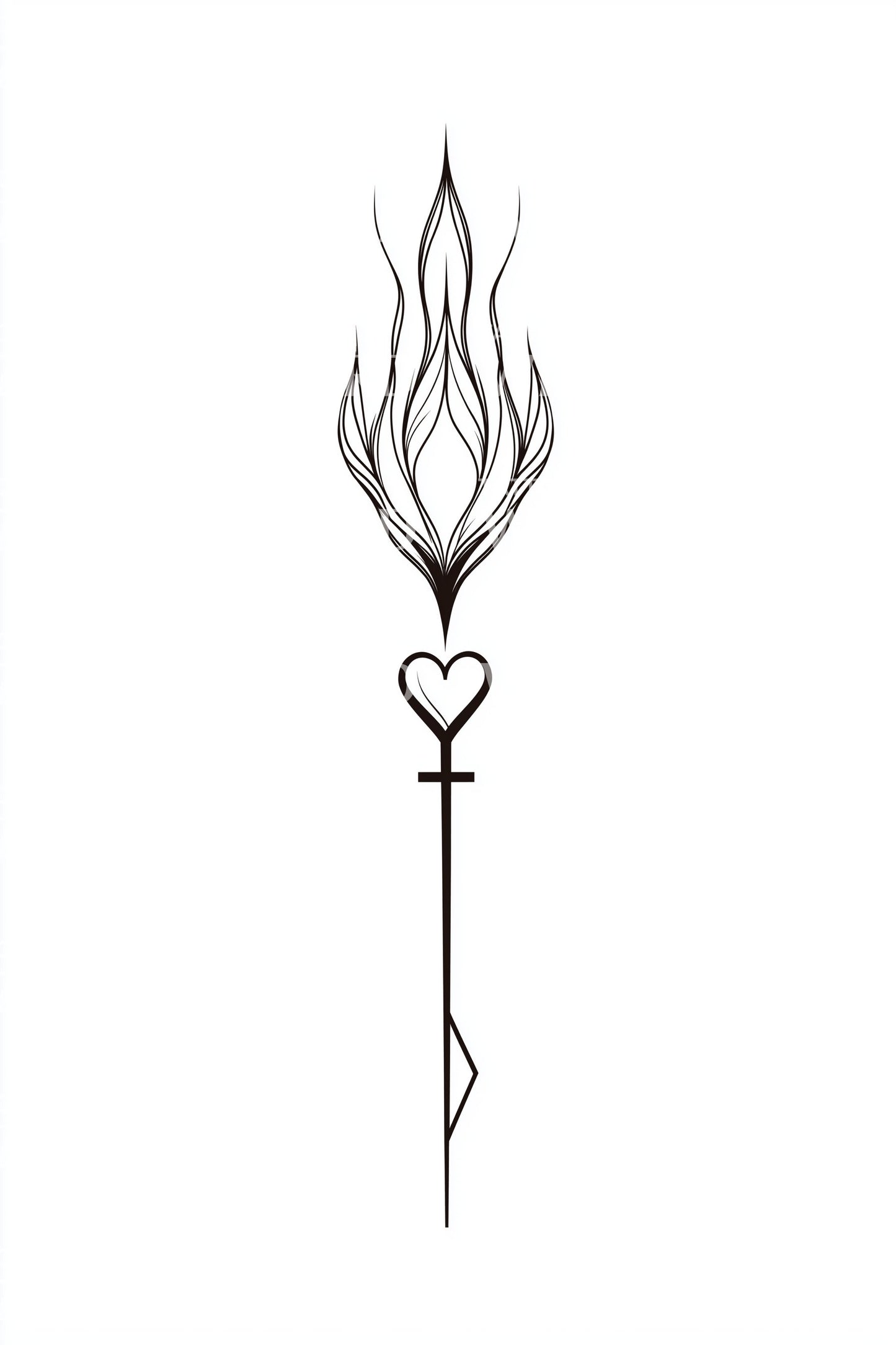 Flammande hjärta fackla tatuering design