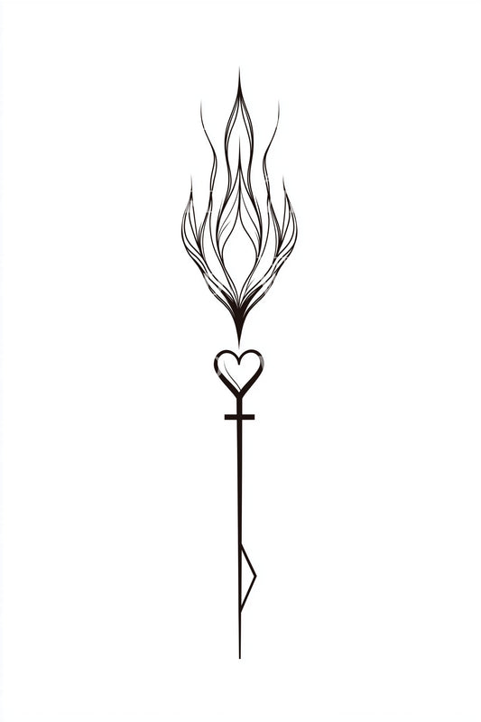 Flaming Heart Torch Tattoo Design