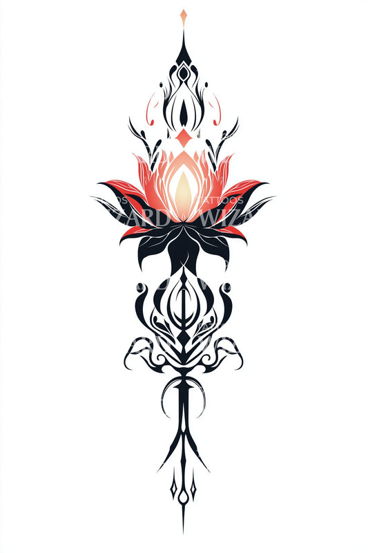Flammender Lotus Totem Tattoo Entwurf