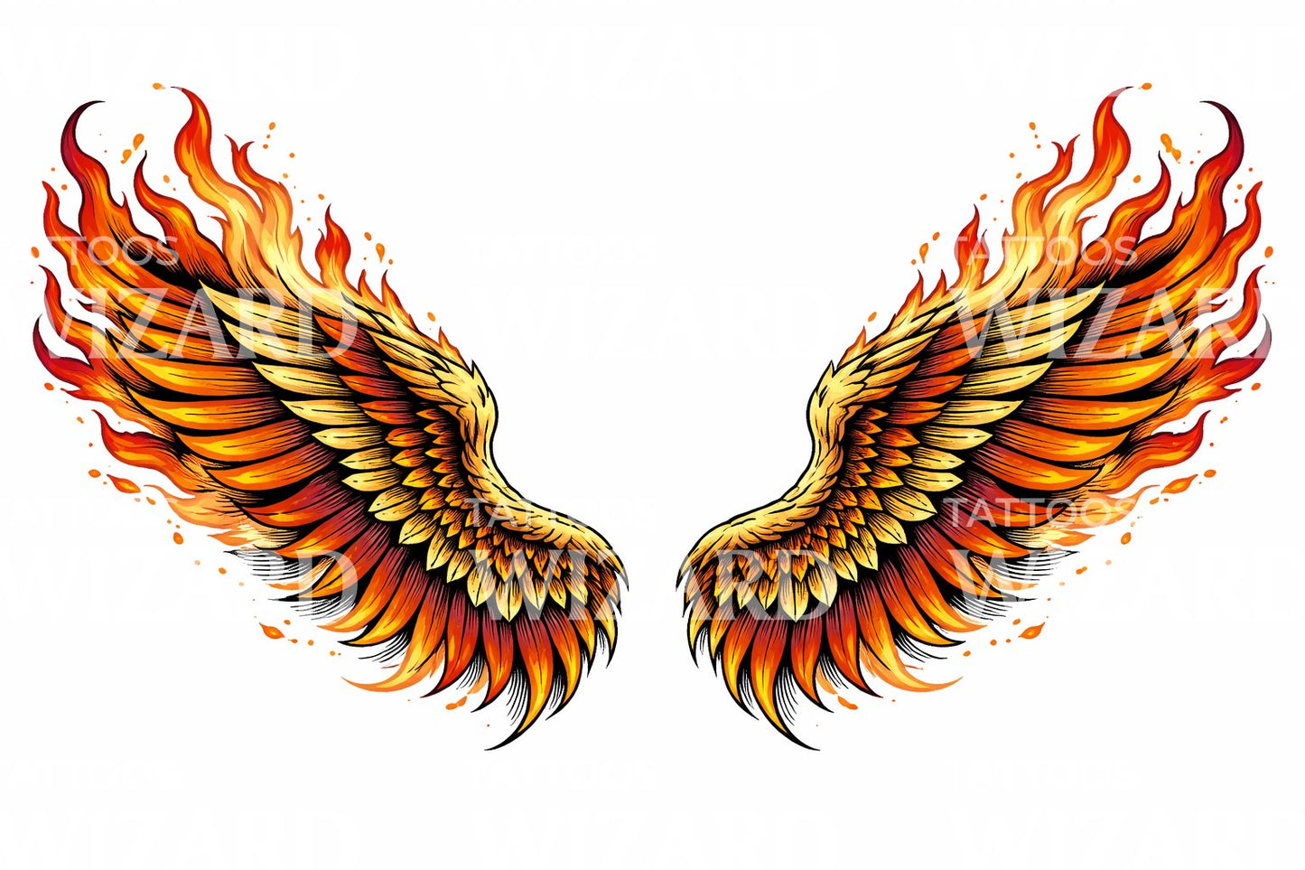 Flaming Wings Tattoo Design