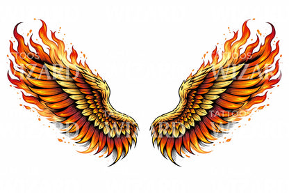 Flaming Wings Tattoo Design