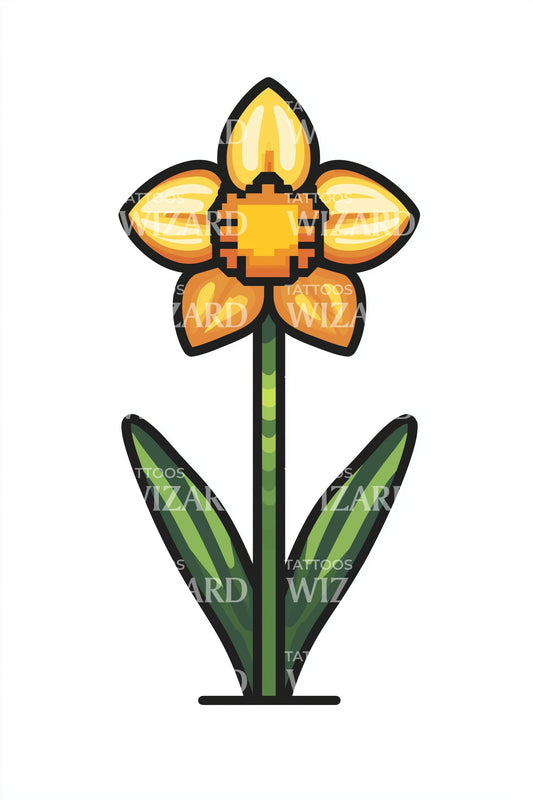 Flat Icon Daffodil Tattoo Design