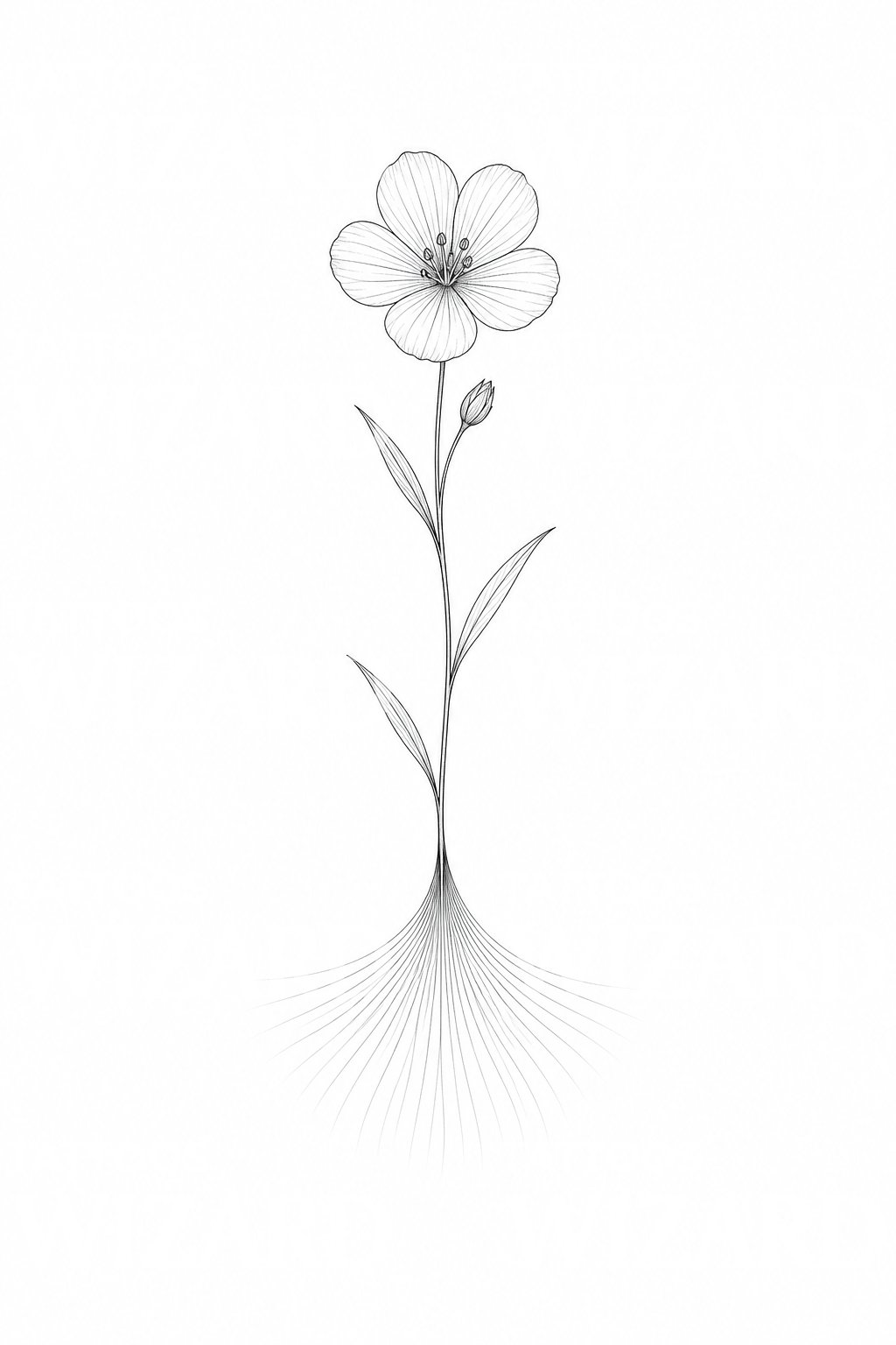 Flax Flower and Fibre Tattoo Design