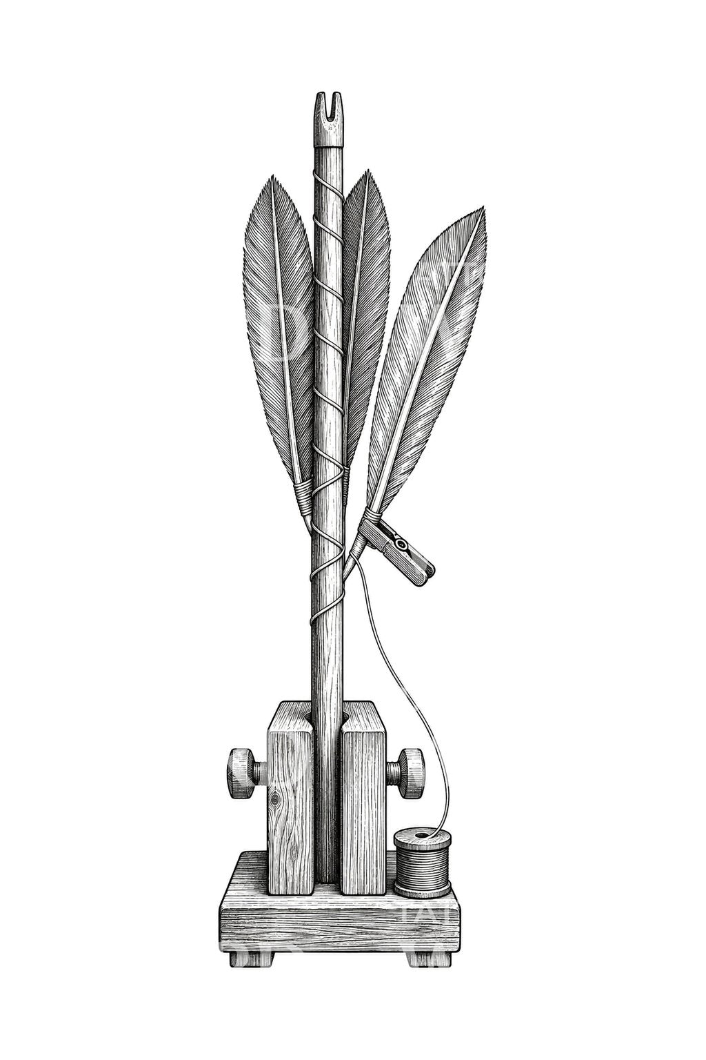 Fletchers Jig and Bound Feathers Tattoo Design