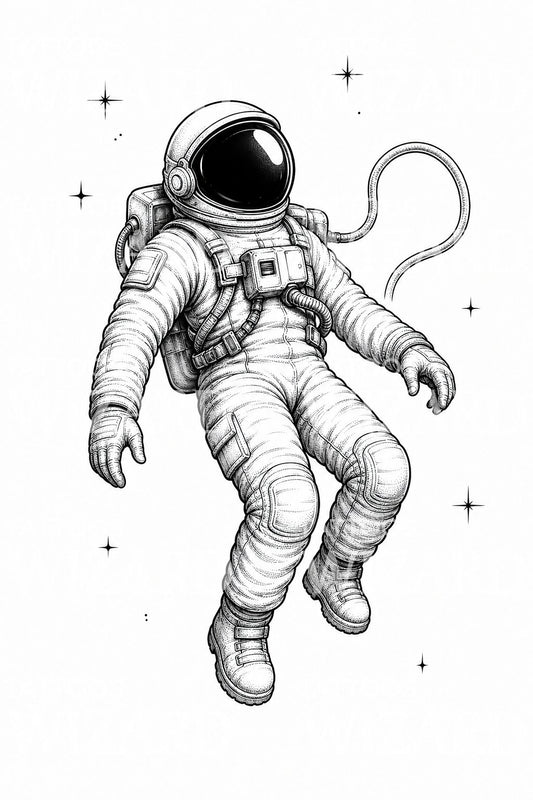Süzülen Astronot Dövme Tasarımı