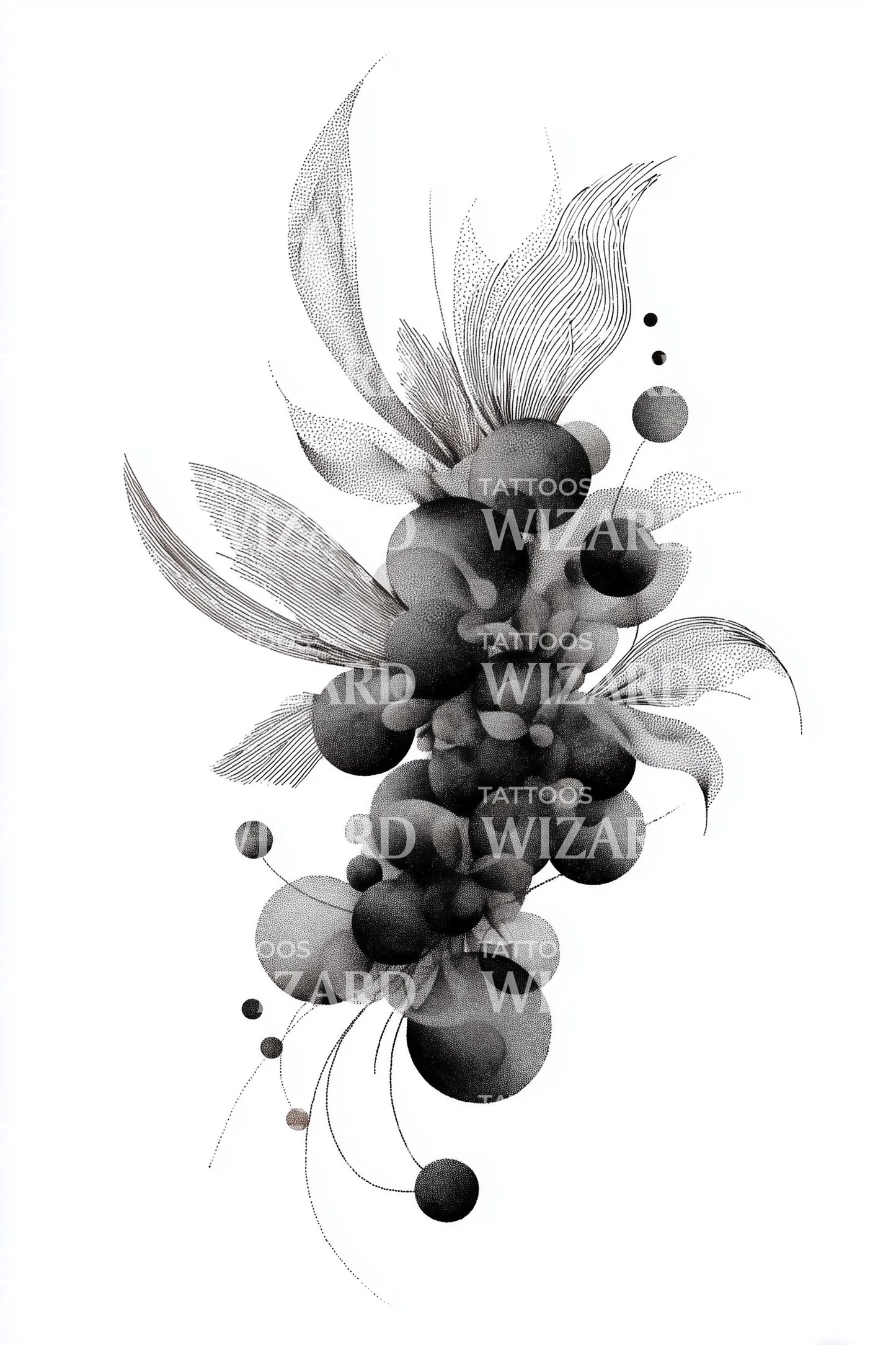 Floating Berry Blossom Cluster Tattoo Design