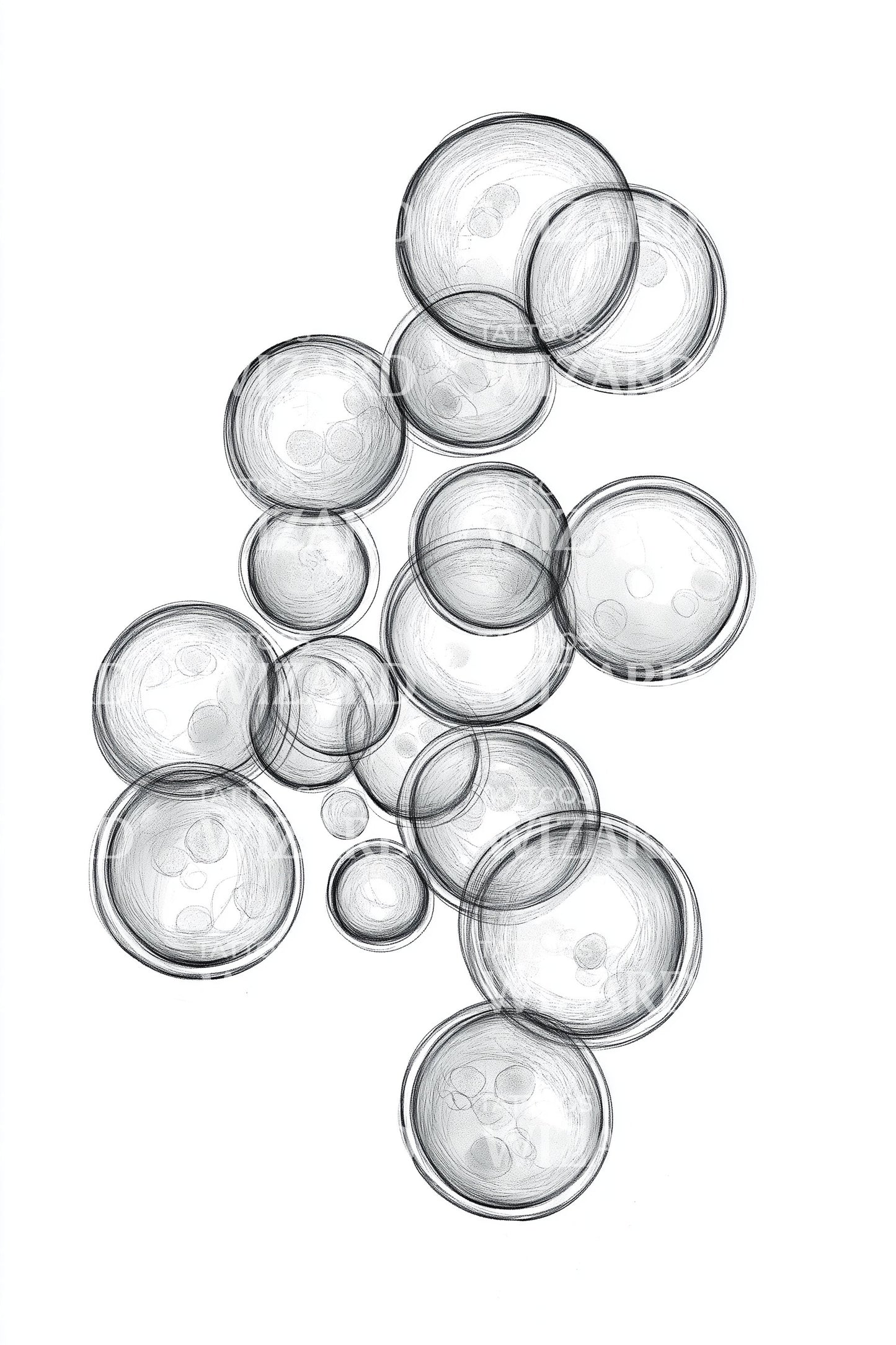 Floating Bubble Cluster Tattoo Illustration