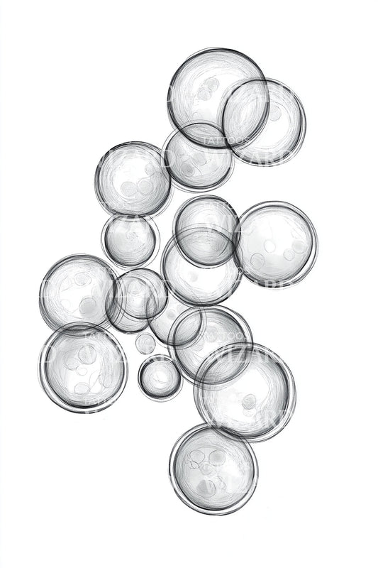 Floating Bubble Cluster Tattoo Illustration
