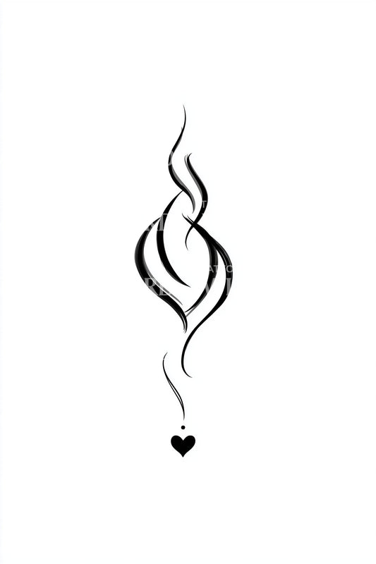 Floating Heart Loop Tattoo Design
