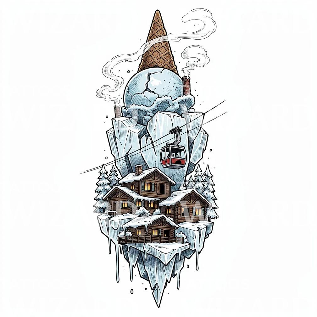Zwevende IJscoberg Tattoo-Ontwerp