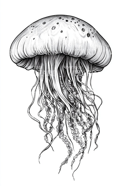 Floating Jellyfish Study Tattoo Design