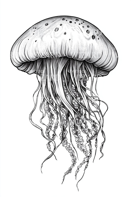 Floating Jellyfish Study Tattoo Design