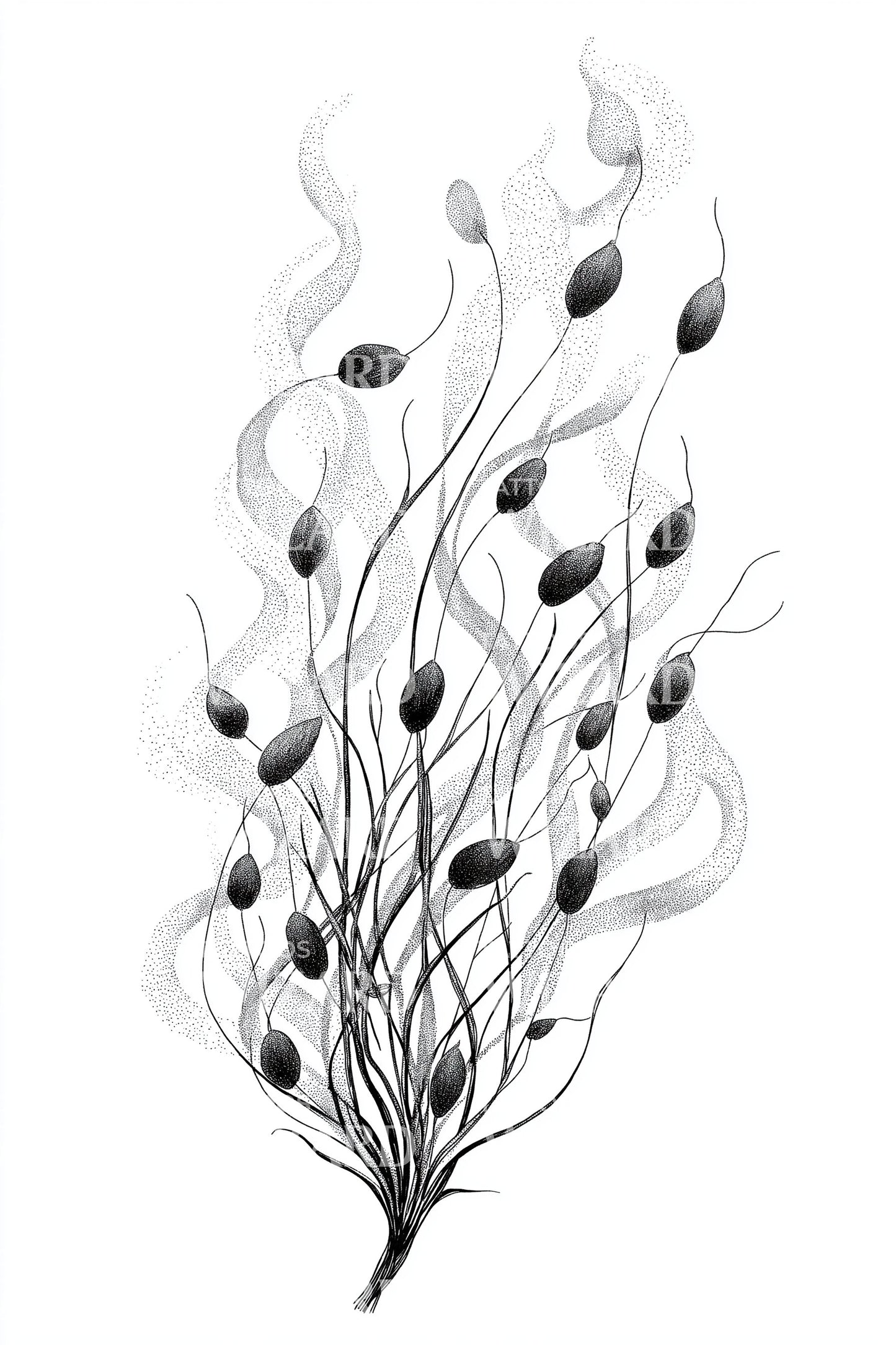 Floating Leaf Sprigs Tattoo Design