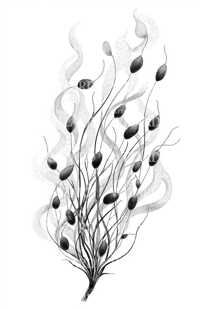 Floating Leaf Sprigs Tattoo Design