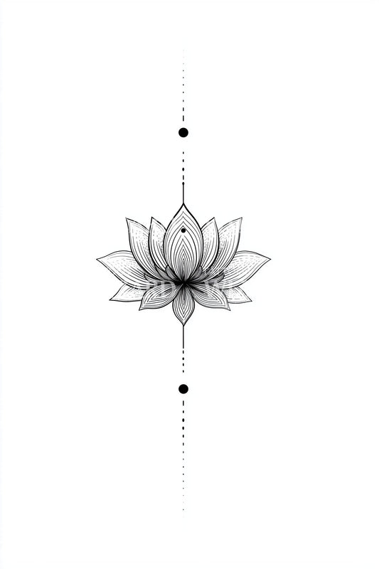 Schwebende Lotus Linien Tattoo Idee