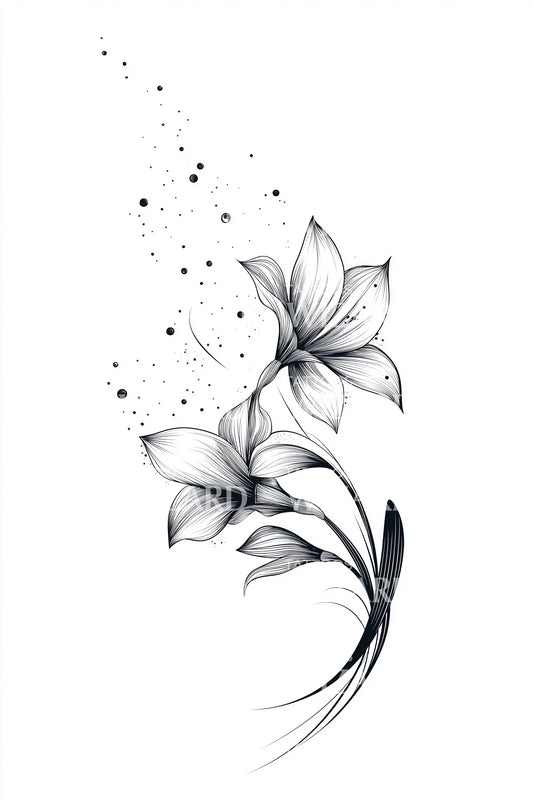 Design de Tatuagem de Grupo de Pétalas Flutuantes