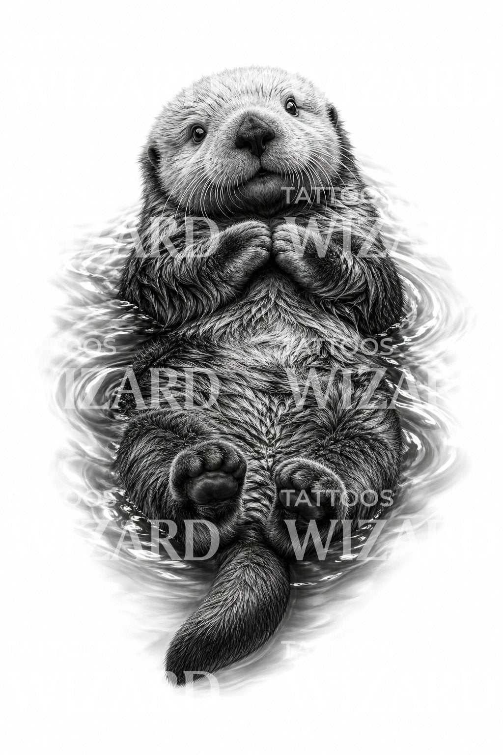 Floating Sea Otter Tattoo Design