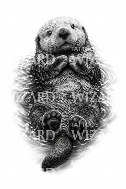 Floating Sea Otter Tattoo Design