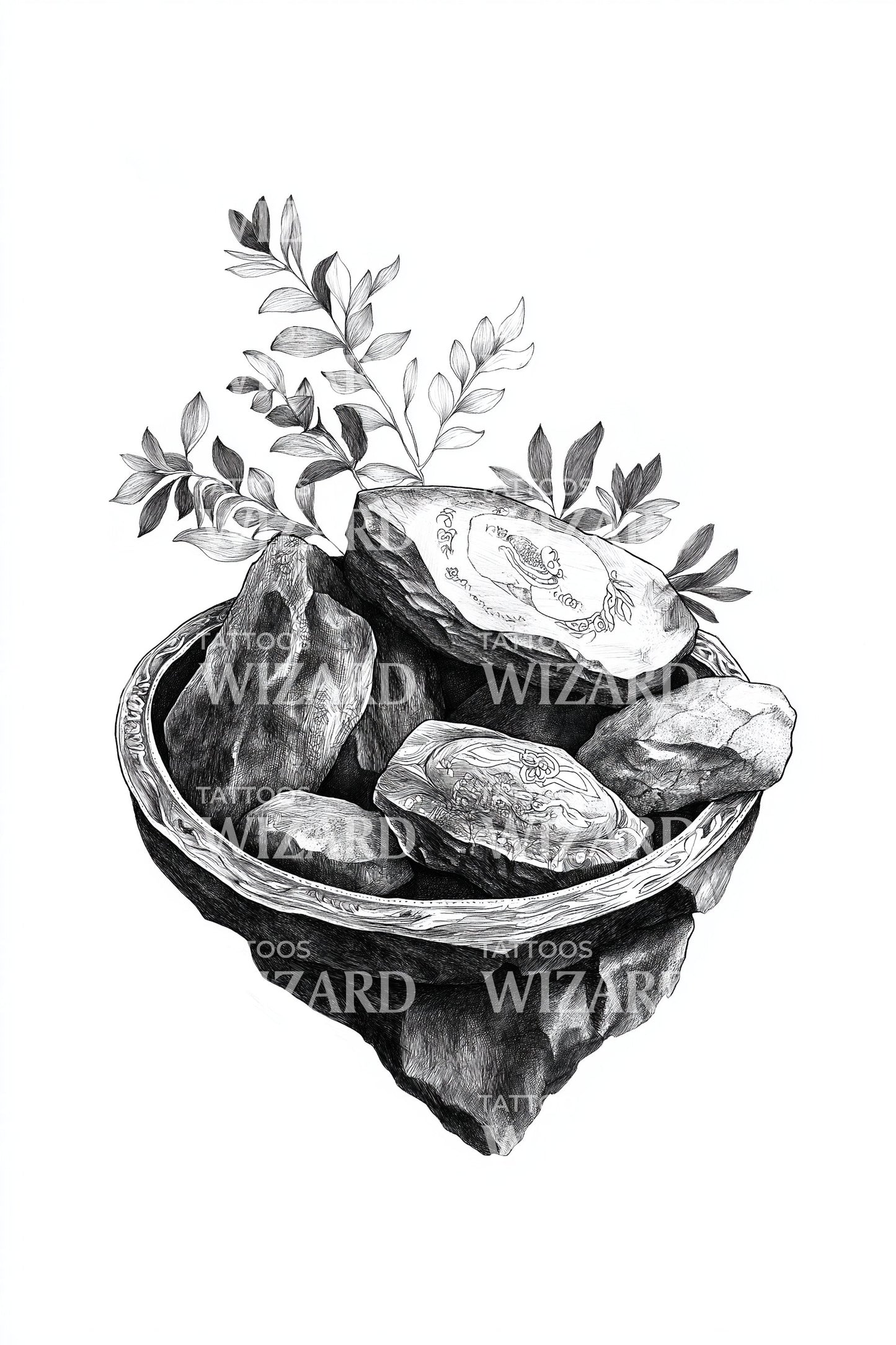 Floating Stone Planter Tattoo Design