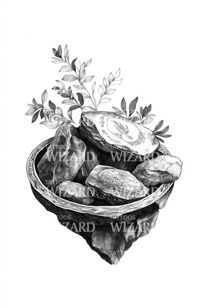 Floating Stone Planter Tattoo Design