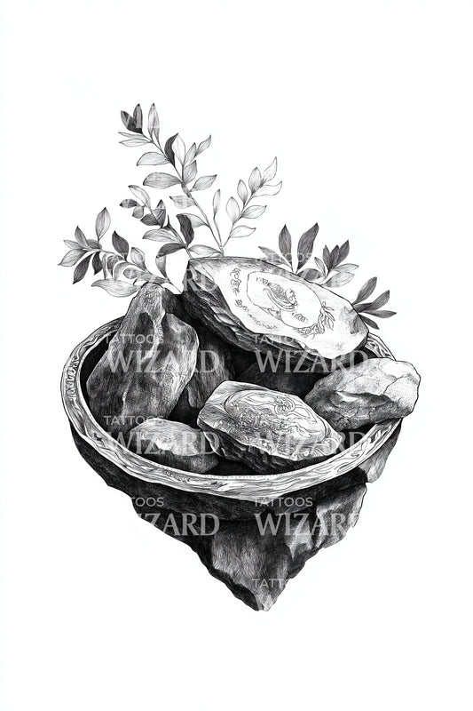 Floating Stone Planter Tattoo Design