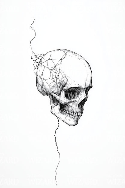 Flytande Trådskalle Tatuering Design