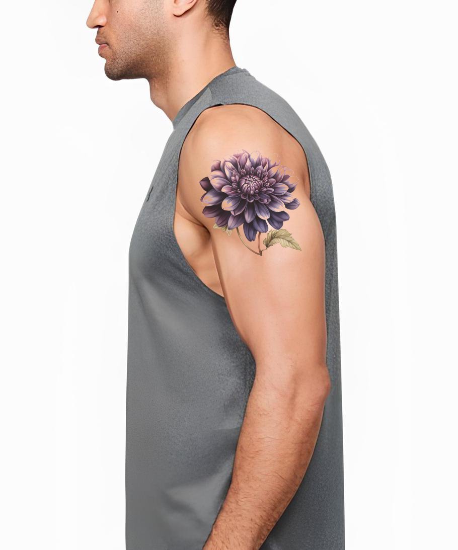 Botanisches schwarzes Dahlie Tattoo-Design