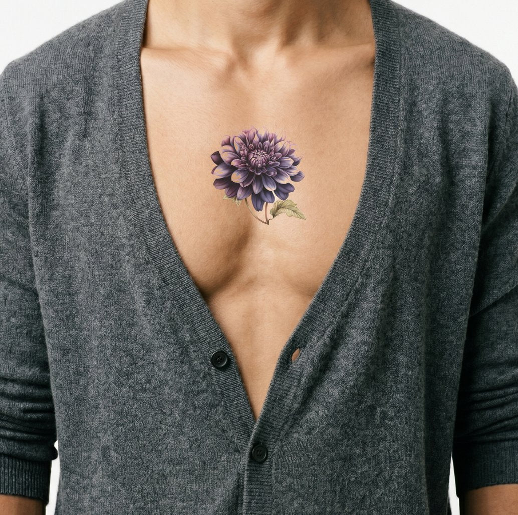 Diseño de Tatuaje de Dalia Negra Botánica