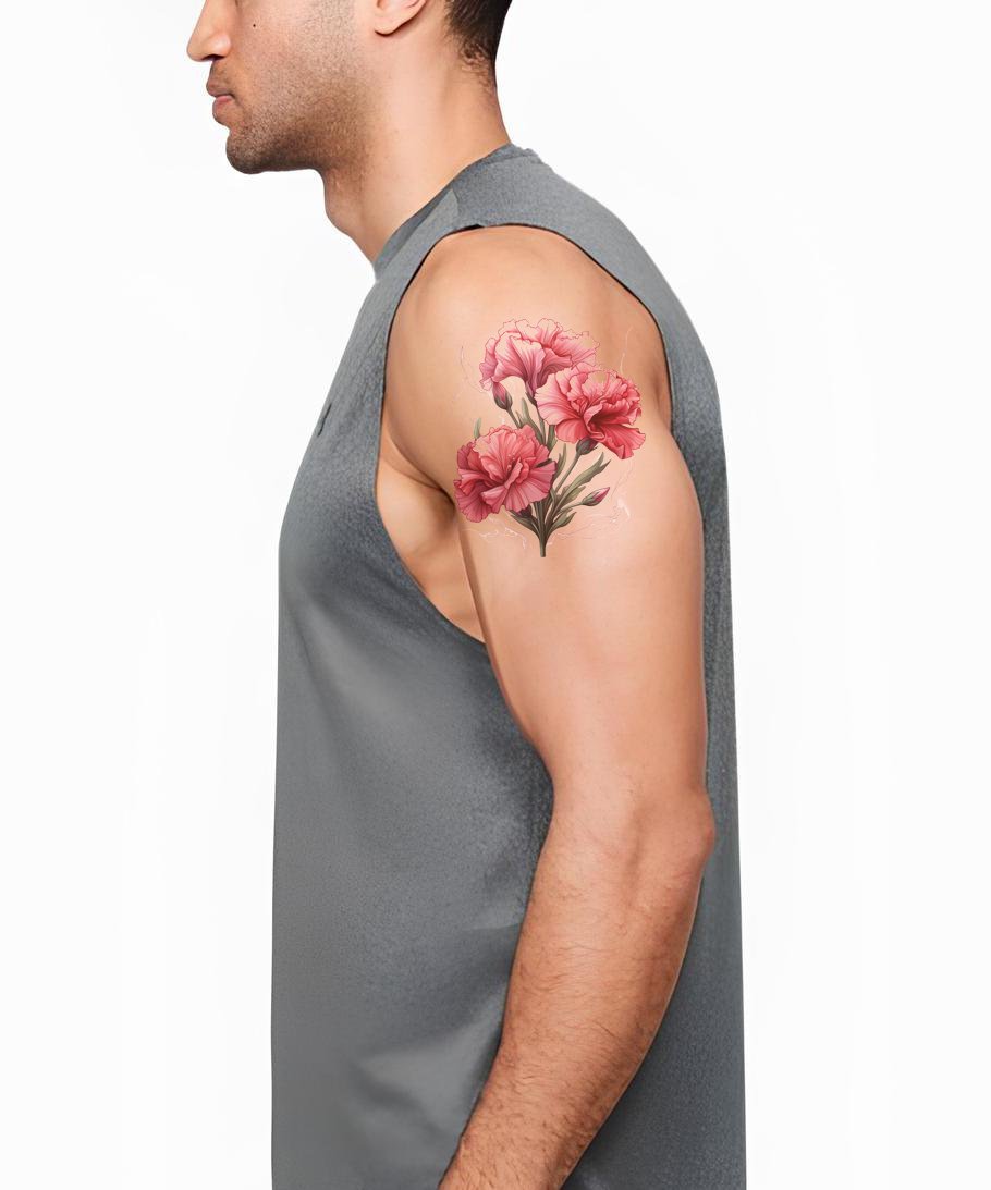 Design de Tatuagem de Flores de Cravo Botânico