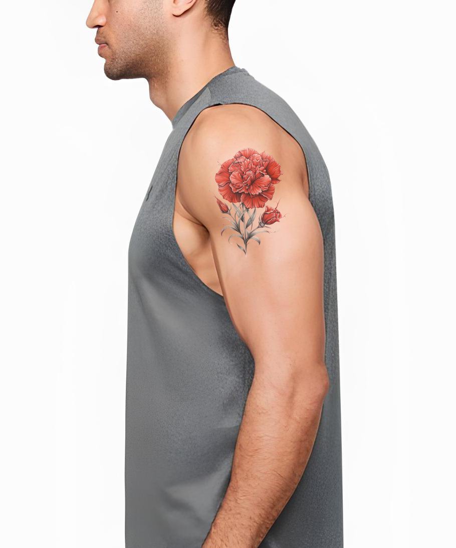 Design de Tatuagem de Flores de Cravo Botânico