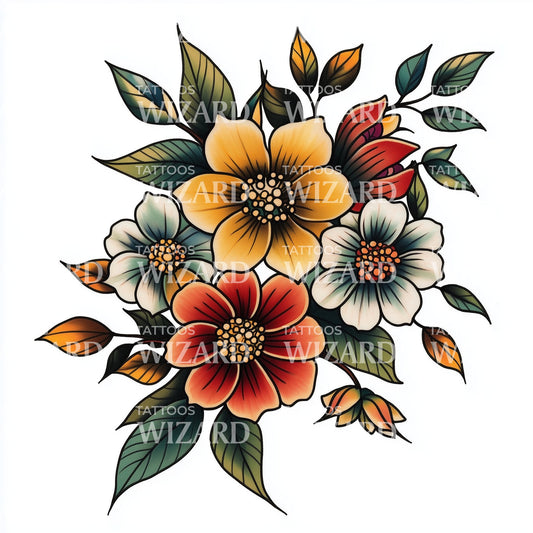 Floral Cluster Tattoo Design