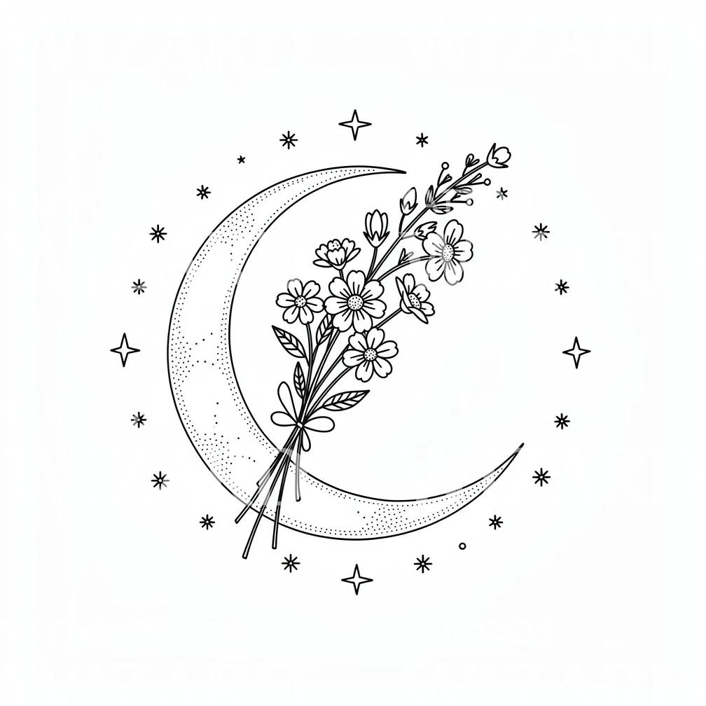 Kukkakuunsirppi -tatuointisuunnitelma