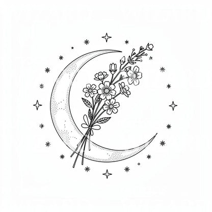 Kukkakuunsirppi -tatuointisuunnitelma