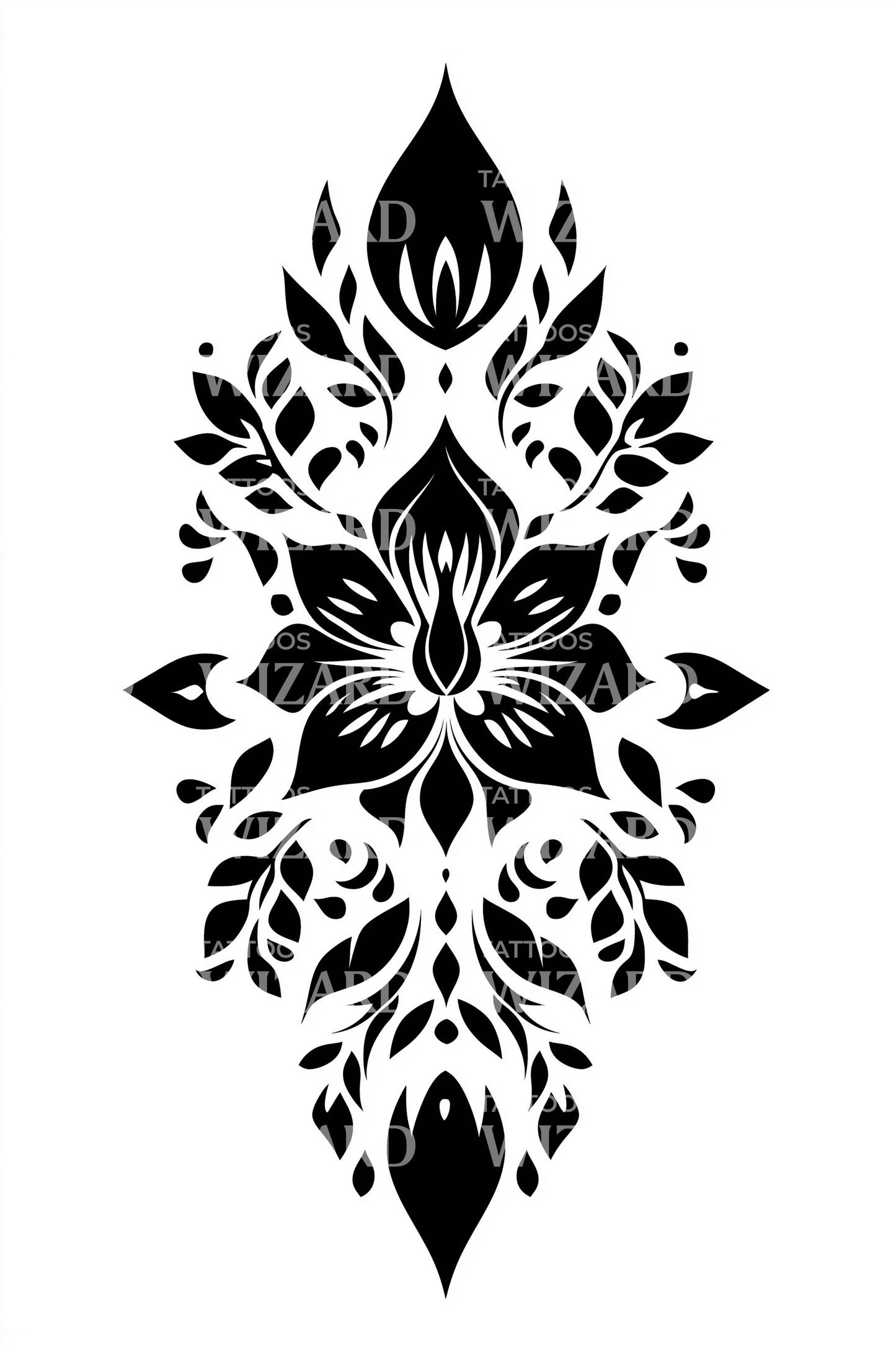Floral Crest Jewel Tattoo Idea