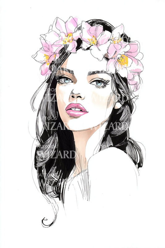 Illustration de tatouage beauté couronne florale
