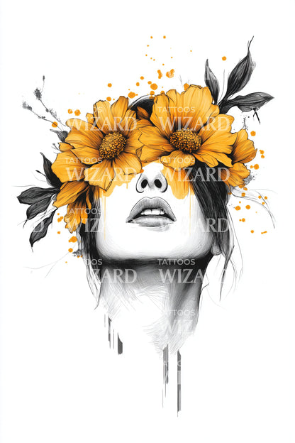 Bloemenkroon Muze Tattoo Ontwerp