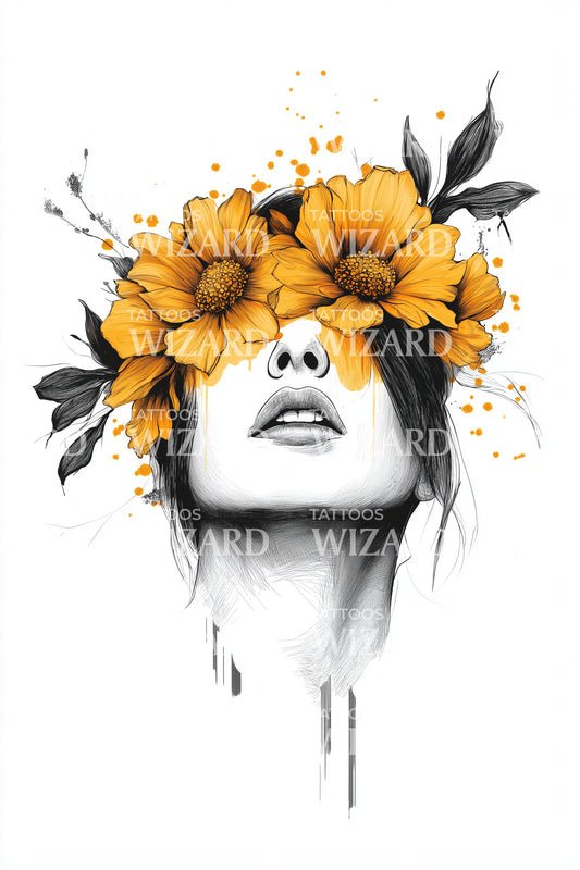 Floral Crown Muse Tattoo Design