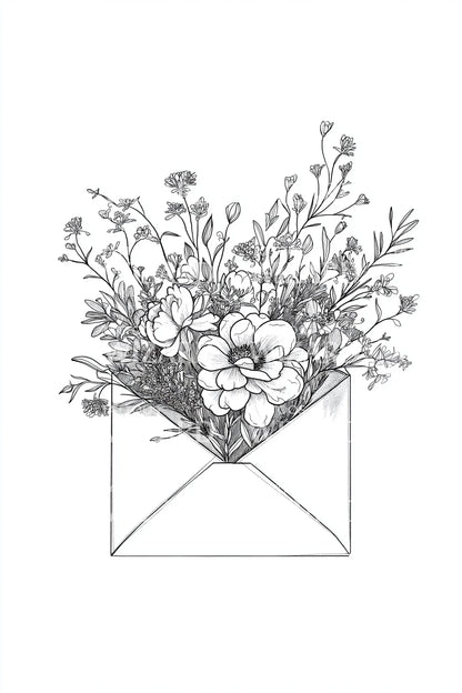 Floral Envelope Letter Tattoo Idea